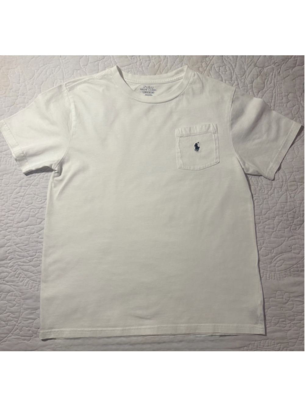 Polo Ralph Lauren White Pocket Tee Shirt Size 14